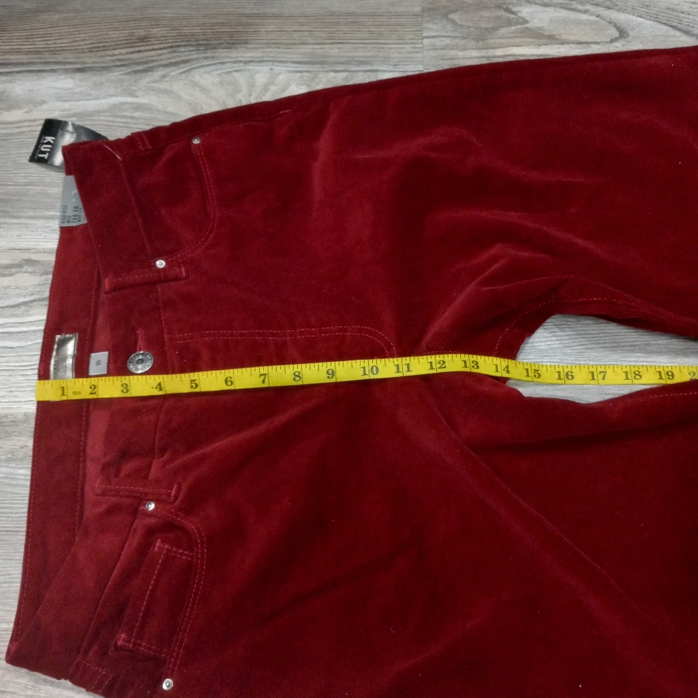 Kut From The Kloth Velvet High Rise Meg Fab Ab Wide Red Pants - Picture 9 of 16